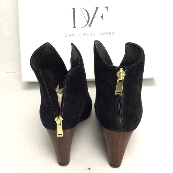 🔥🔥HP🔥🔥 Diane von Furstenberg Suede Ankle Boots Size 7.5 Black with box - Picture 2 of 5